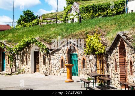 Wine cellars in village Kobyli, southern Moravia, Czech Republic Stock Photo