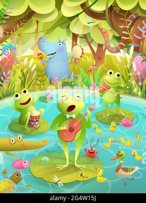 Swamp or Lake animals Music Festival or Party Stock Vector