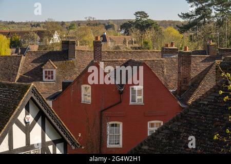 Looking across the roofs of the houses in Aylesford Kent Stock Photo