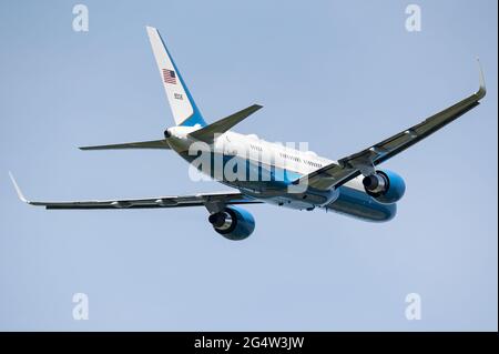 The Boeing C-32 aircraft used bu the United States for the stransport of the vice president (Air Force Two). Stock Photo