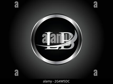 silver letter LB metal combination alphabet logo icon design with grey color on Black and white gradient design for a company or business Stock Vector