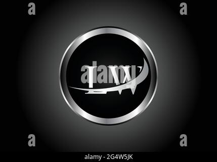 silver letter LW metal combination alphabet logo icon design with grey color on Black and white gradient design for a company or business Stock Vector