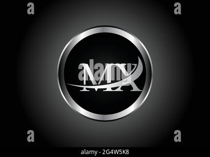 silver letter MX metal combination alphabet logo icon design with grey color on Black and white gradient design for a company or business Stock Vector