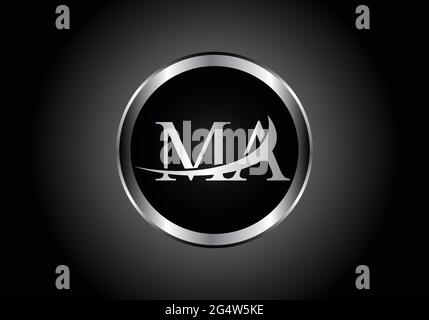 silver letter ma m a metal combination alphabet logo icon design with ...