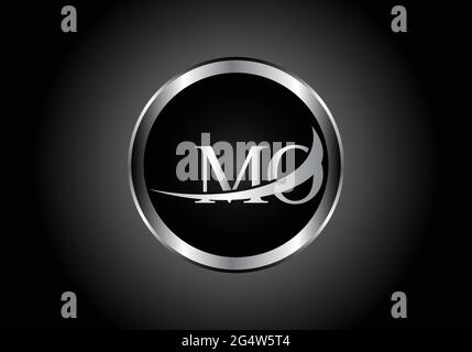 silver letter MO metal combination alphabet logo icon design with grey color on Black and white gradient design for a company or business Stock Vector