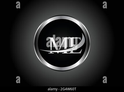 silver letter ME metal combination alphabet logo icon design with grey color on Black and white gradient design for a company or business Stock Vector