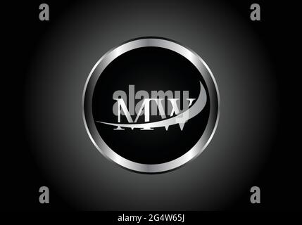 silver letter MW metal combination alphabet logo icon design with grey color on Black and white gradient design for a company or business Stock Vector