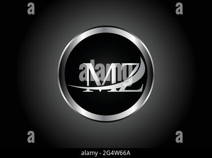 silver letter MZ metal combination alphabet logo icon design with grey color on Black and white gradient design for a company or business Stock Vector