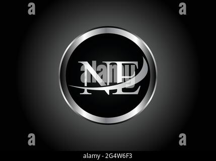 silver letter NE metal combination alphabet logo icon design with grey color on Black and white gradient design for a company or business Stock Vector