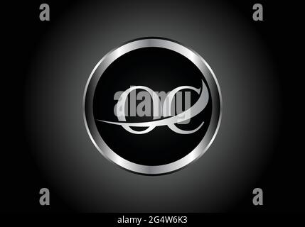 silver letter OC metal combination alphabet logo icon design with grey color on Black and white gradient design for a company or business Stock Vector