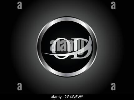 silver letter OD metal combination alphabet logo icon design with grey color on Black and white gradient design for a company or business Stock Vector