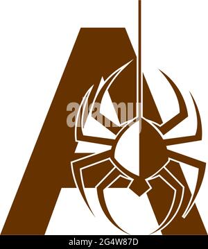 Letter A with spider icon logo design template vector Stock Vector