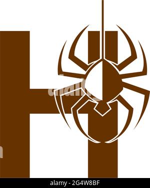 Letter H with spider icon logo design template vector Stock Vector