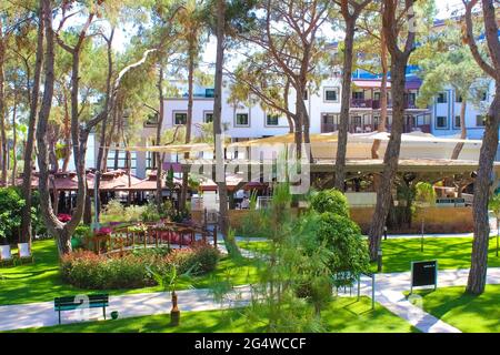Goynuk, Antalya, Turkey - May 11, 2021: View of Seven Seas Hotel Life Ultra All Inclusive and Kids Concept 5 star at Goynuk, Antalya, Turkey on May 11, 2021. Stock Photo