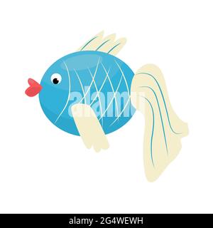 Beautiful blue fish icon isolated vector illustration Stock Vector
