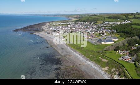 Aberaeron Wales beach Aerial image Stock Photo