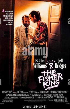 The Fisher King (1991) directed by Terry Gilliam and starring Jeff Bridges, Robin Williams and Adam Bryant . Ambitious fantasy about a suicidal former radio DJ who caused a multiple homicide and finds redemption in helping a mentally ill homeless man directly effected by that tragedy. Stock Photo