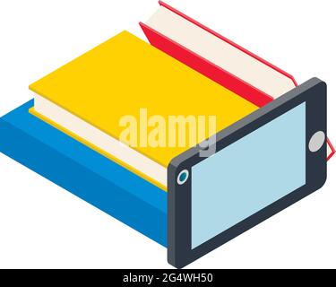 Electronic book icon. Isometric illustration of electronic book vector icon for web Stock Vector