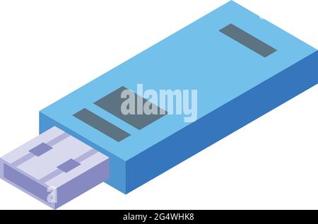 Usb flash icon isometric vector. Usb flash drive. Computer plug disk Stock Vector