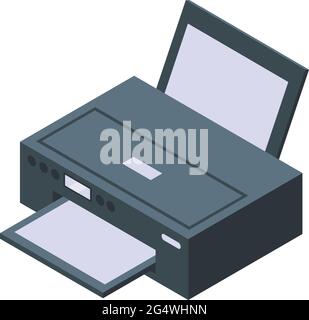 Home printer icon isometric vector. Computer paper printer. Office graphic scanner Stock Vector