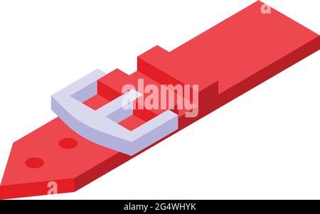 Red strap icon isometric vector. Wristwatch belt. Band for modern smartwatch Stock Vector