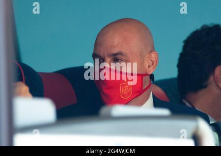 Seville, Spain. 23rd June, 2021. Luis Rubiales, President of the RFEF, on the bus of the Spanish team. (Photo by Ángel García Martos/Pacific Press) Credit: Pacific Press Media Production Corp./Alamy Live News Stock Photo