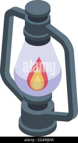 Camp lamp icon isometric vector. Oil gas lantern. Old kerosene lamp Stock Vector