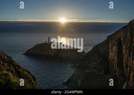 South Stack Lighthouse, Anglesey, Wales, Sunset Stock Photo