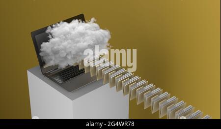 loud Computing, Data Center, Server Rack, Connection In Neural Network, Digital Transformation Technology Stock Photo
