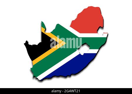 South Africa 3d map with national color Stock Photo - Alamy