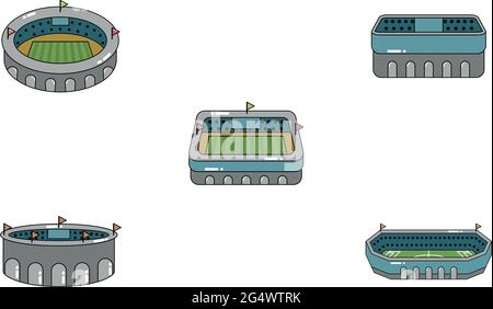 Set of 3D stadiums icons Stock Vector