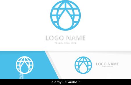 Vector water and world logo combination. Drop and earth logotype design template. Stock Vector