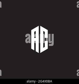 AC Logo monogram with hexagon shape style design template isolated on black background Stock Vector
