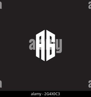 AG Logo monogram with hexagon shape style design template isolated on black background Stock Vector