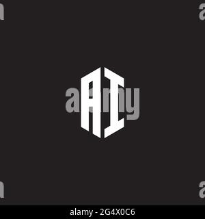 AI Logo monogram with hexagon shape style design template isolated on black background Stock Vector