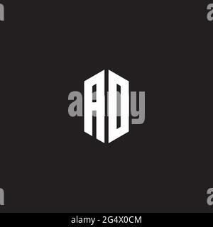 AD Logo monogram with hexagon shape style design template isolated on black background Stock Vector