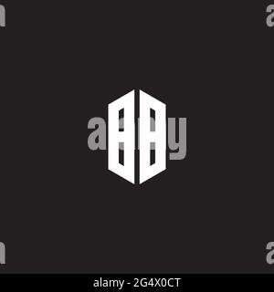 BB Logo monogram with hexagon shape style design template isolated on black background Stock Vector