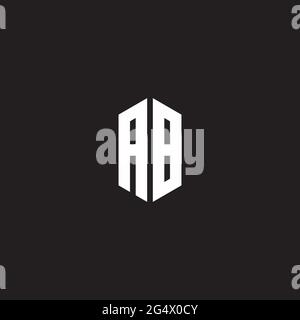 AB Logo monogram with hexagon shape style design template isolated on black background Stock Vector