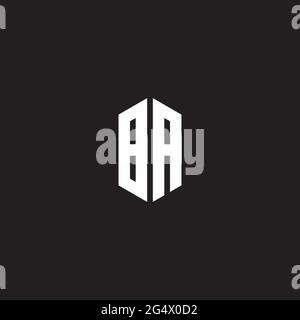 BA Logo monogram with hexagon shape style design template isolated on black background Stock Vector