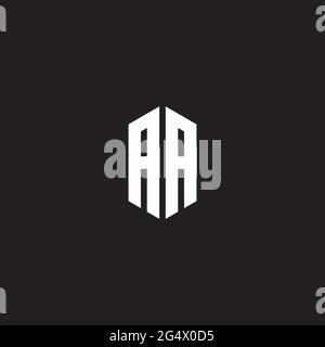 AA Logo monogram with hexagon shape style design template isolated on black background Stock Vector