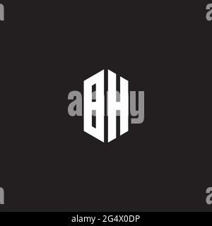BH Logo monogram with hexagon shape style design template isolated on black background Stock Vector