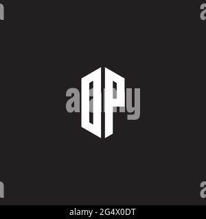 DP Logo monogram with hexagon shape style design template isolated on black background Stock Vector