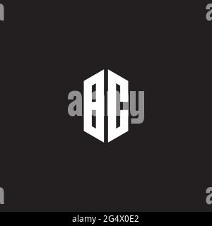 BC Logo monogram with hexagon shape style design template isolated on black background Stock Vector