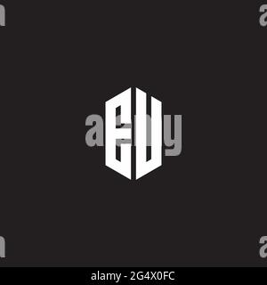 EU Logo monogram with hexagon shape style design template isolated on black background Stock Vector