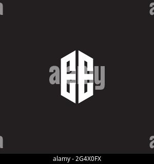 EE Logo monogram with hexagon shape style design template isolated on black background Stock Vector