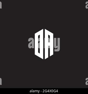 DA Logo monogram with hexagon shape style design template isolated on black background Stock Vector