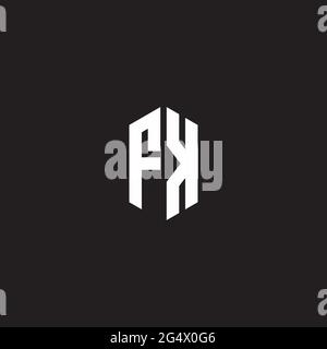 FK Logo monogram with hexagon shape style design template isolated on black background Stock Vector