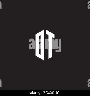 DT Logo monogram with hexagon shape style design template isolated on black background Stock Vector