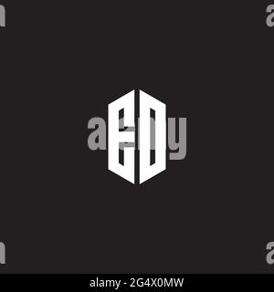 EO Logo monogram with hexagon shape style design template isolated on black background Stock Vector