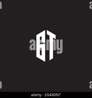GT Logo monogram with hexagon shape style design template isolated on black background Stock Vector